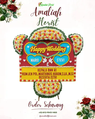Karangan Papan Bunga Pernikahan di Sangaji